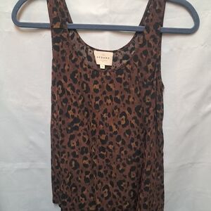 Sezane Sz 36 (US Sz S) 100% Silk Leopard print casual tank top